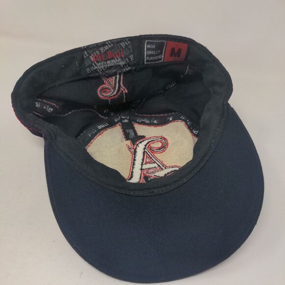 Pit Bull Men's Fitted Hat Blue Red Embroidered A Big Logo 100% Acrylic - Picture 6 of 7